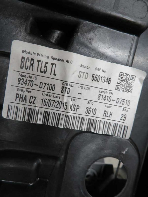 HYUNDAI TUCSON L.17, MEHANIZEM ZA DVIG STEKLA, ZADNJI LEVI - Image 2