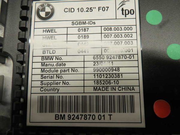 BMW 5 GT F07 L.11, RADIO EKRAN - Image 3